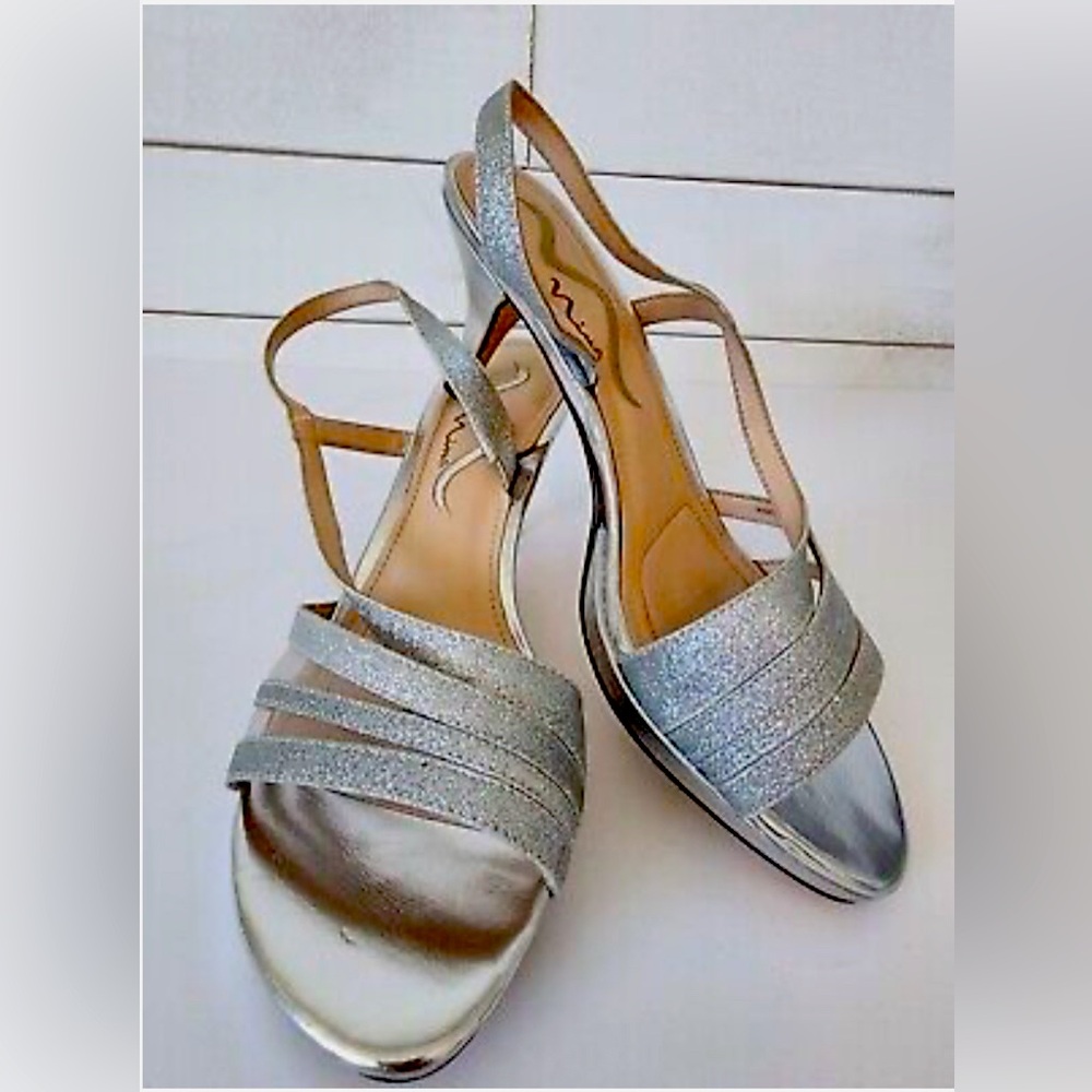 SOLD! Touch of Nina Shoes Womans Size 10M Silver Formal Strap Wedding Heels